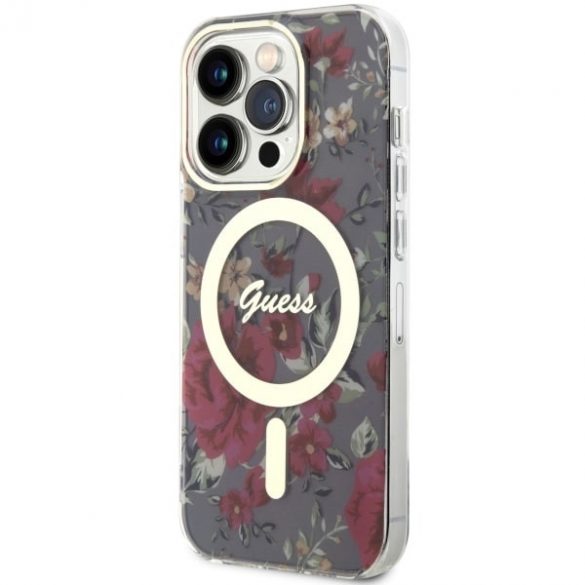 Guess GUHMP14LHCFWSA iPhone 14 Pro 6.1 zielony/kaki hardcase Flower MagSafe"