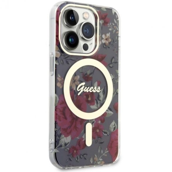 Guess GUHMP14LHCFWSA iPhone 14 Pro 6.1 zielony/kaki hardcase Flower MagSafe"