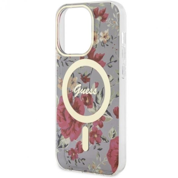 Guess GUHMP14LHCFWSA iPhone 14 Pro 6.1 zielony/kaki hardcase Flower MagSafe"