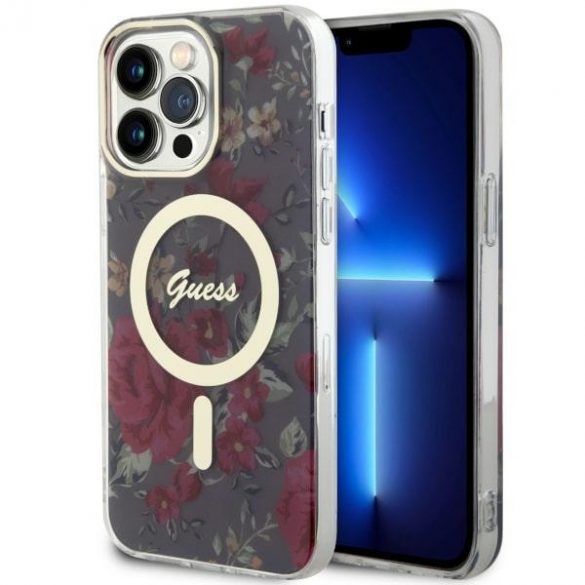 Husă rigidă Guess GUHMP14XHCFWSA pentru iPhone 14 Pro Max 6,7 zielony/kaki Flower MagSafe"