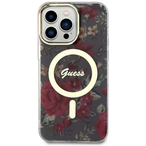 Husă rigidă Guess GUHMP14XHCFWSA pentru iPhone 14 Pro Max 6,7 zielony/kaki Flower MagSafe"