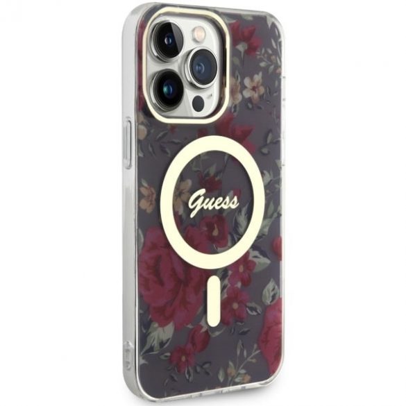 Husă rigidă Guess GUHMP14XHCFWSA pentru iPhone 14 Pro Max 6,7 zielony/kaki Flower MagSafe"