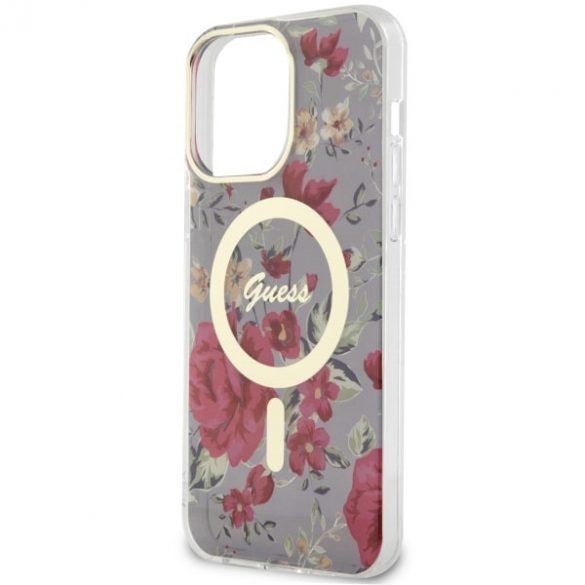 Husă rigidă Guess GUHMP14XHCFWSA pentru iPhone 14 Pro Max 6,7 zielony/kaki Flower MagSafe"