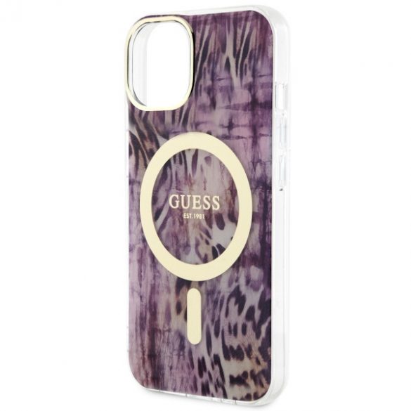 Guess GUHMP14SHLEOPWP iPhone 14 / 15 / 13 6.1" rożowy/roz hardcase Leopard MagSafe