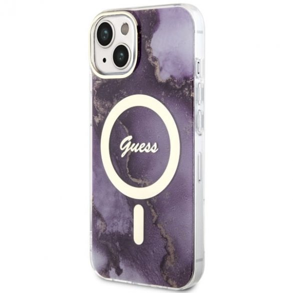 Guess GUHMP14SHTMRSU iPhone 14 / 15 / 13 6,1 inchi mov/violet hardcase Golden Marble MagSafe