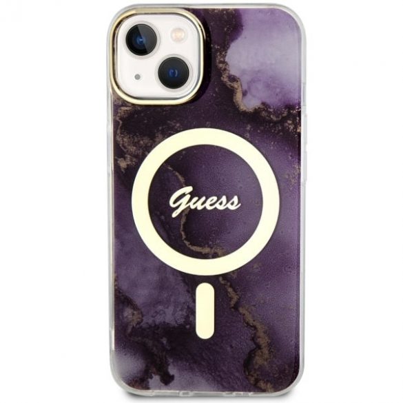 Guess GUHMP14SHTMRSU iPhone 14 / 15 / 13 6,1 inchi mov/violet hardcase Golden Marble MagSafe