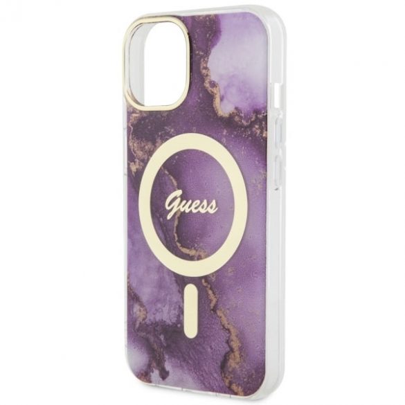 Guess GUHMP14SHTMRSU iPhone 14 / 15 / 13 6,1 inchi mov/violet hardcase Golden Marble MagSafe