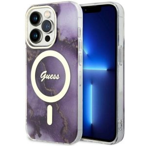 Guess GUHMP14LHTMRSU iPhone 14 Pro 6.1 husă rigidă violet/violet Golden Marble MagSafe"