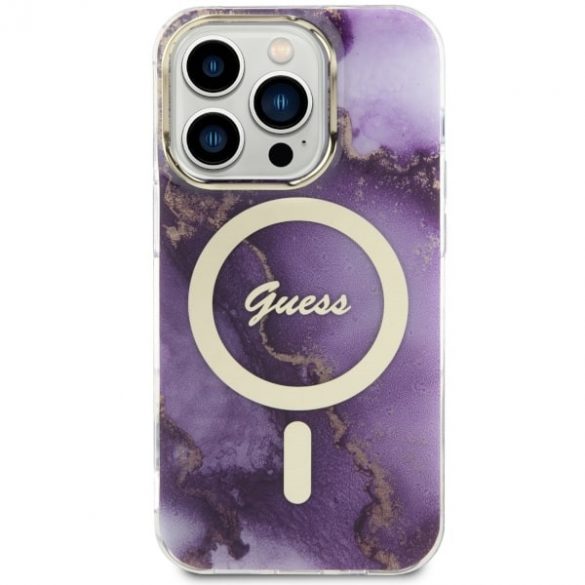 Guess GUHMP14LHTMRSU iPhone 14 Pro 6.1 husă rigidă violet/violet Golden Marble MagSafe"