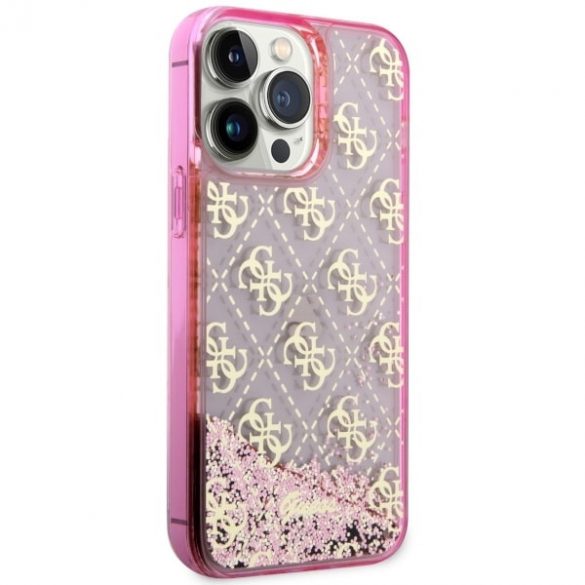 Guess GUHCP14LLC4PSGP iPhone 14 Pro 6.1 rożowy/roz husă rigidă Liquid Glitter 4G Transculent"