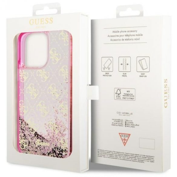 Guess GUHCP14LLC4PSGP iPhone 14 Pro 6.1 rożowy/roz husă rigidă Liquid Glitter 4G Transculent"