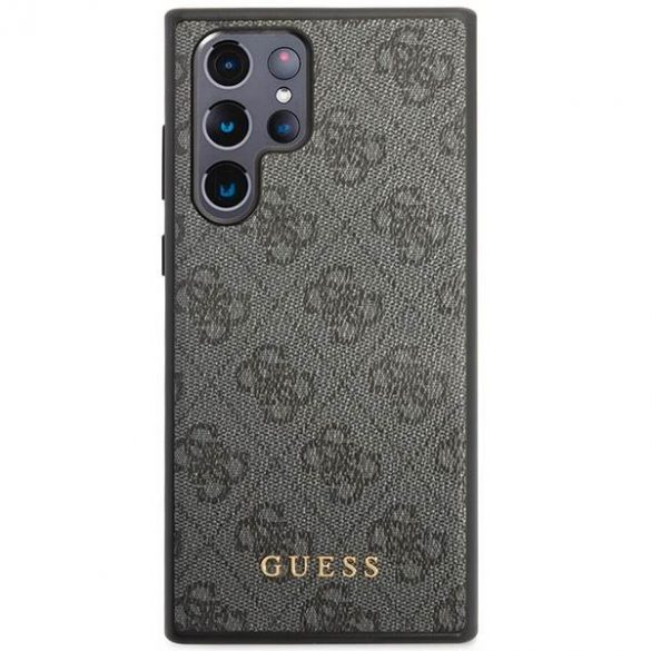 Guess GUHCS23LG4GFGR S23 Ultra S918 szary/gri carcasă rigidă 4G Metal Gold Logo