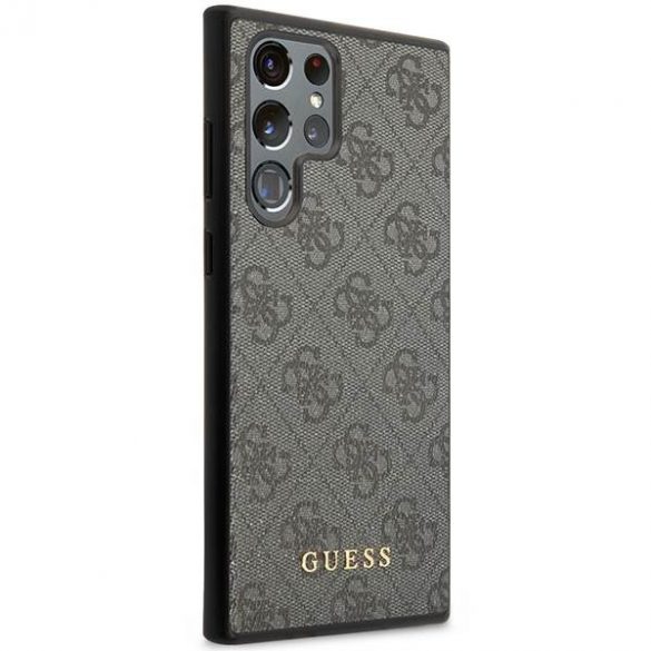 Guess GUHCS23LG4GFGR S23 Ultra S918 szary/gri carcasă rigidă 4G Metal Gold Logo