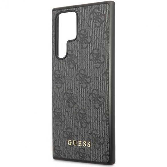 Guess GUHCS23LG4GFGR S23 Ultra S918 szary/gri carcasă rigidă 4G Metal Gold Logo