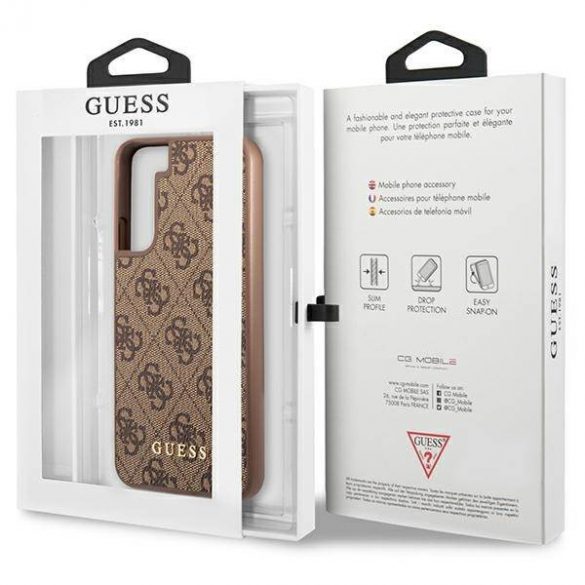 Guess GUHCS23MG4GFBR S23+ S916 husă dur maro/brązowy 4G Metal Gold Logo