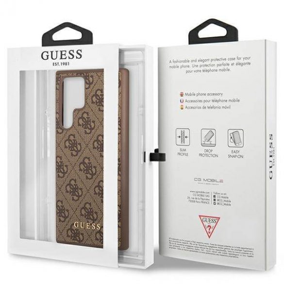 Guess GUHCS23LG4GFBR S23 Ultra S918 maro/maro  închis 4G Metal Gold Logo husă