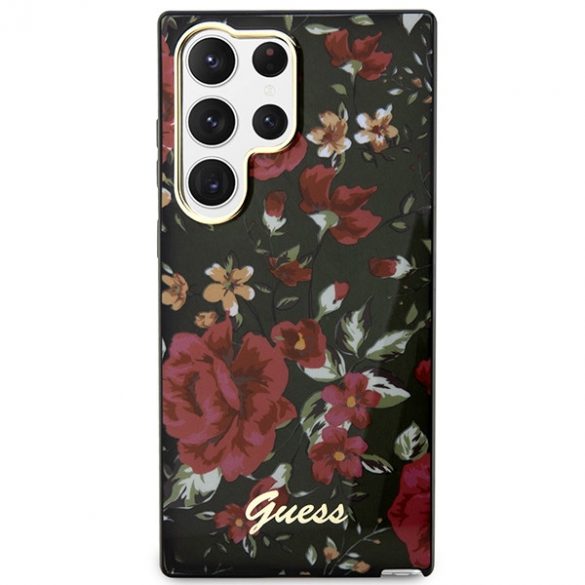 Husă rigidă Guess GUHCS23LHCFWSA S23 Ultra S918 zielony/kaki Flower Collection