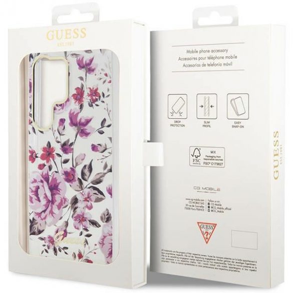 Guess GUHCS23LHCFWST S23 Ultra S918 biał/alb hardcase Collection Flower