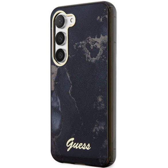 Guess GUHCS23MHTMRSK S23+ S916 carcasă rigidă neagră Golden Marble Collection