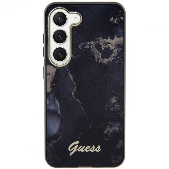 Guess GUHCS23MHTMRSK S23+ S916 carcasă rigidă neagră Golden Marble Collection