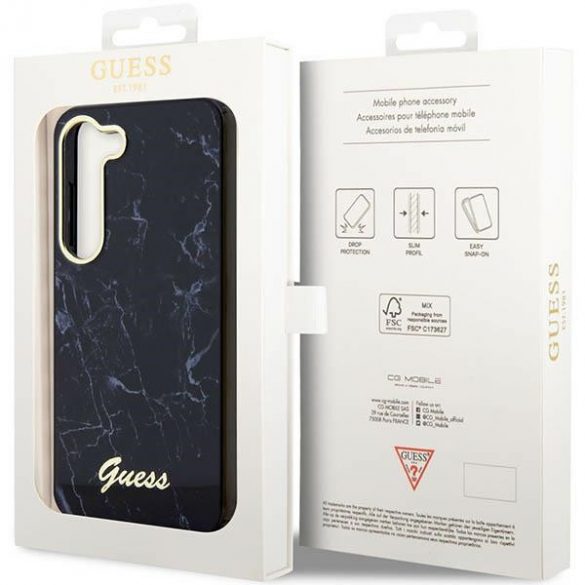 Guess GUHCS23MPCUMAK S23 +S916 czarny/negru hardcase Marble