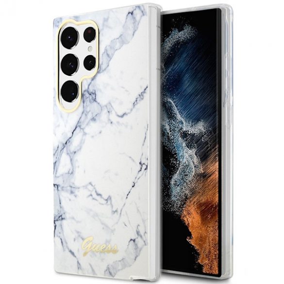 Guess GUHCS23LPCUMAH S23 Ultra S918 biały/alb hardcase Marble