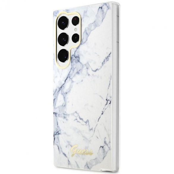 Guess GUHCS23LPCUMAH S23 Ultra S918 biały/alb hardcase Marble