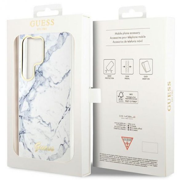 Guess GUHCS23LPCUMAH S23 Ultra S918 biały/alb hardcase Marble