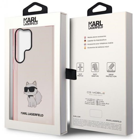 Karl Lagerfeld KLHCS23LHNCHTCP S23 Ultra S918 roz/roz hard Husă Ikonik Choupette