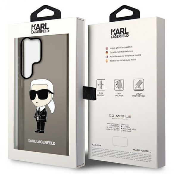 Karl Lagerfeld KLHCS23LHNIKTCK S23 Ultra S918 negru / negru hard Husă Ikonik Karl Lagerfeld