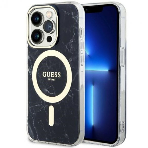 Guess GUHMP14LPCUMAK iPhone 14 Pro 6.1 carcasă rigidă/neagră Marble MagSafe"