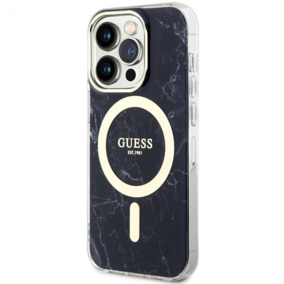 Guess GUHMP14LPCUMAK iPhone 14 Pro 6.1 carcasă rigidă/neagră Marble MagSafe"