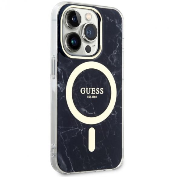 Guess GUHMP14LPCUMAK iPhone 14 Pro 6.1 carcasă rigidă/neagră Marble MagSafe"