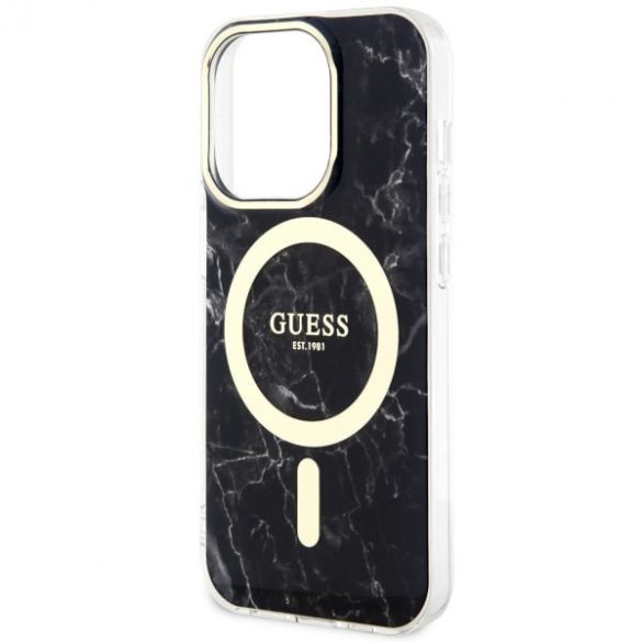 Guess GUHMP14LPCUMAK iPhone 14 Pro 6.1 carcasă rigidă/neagră Marble MagSafe"