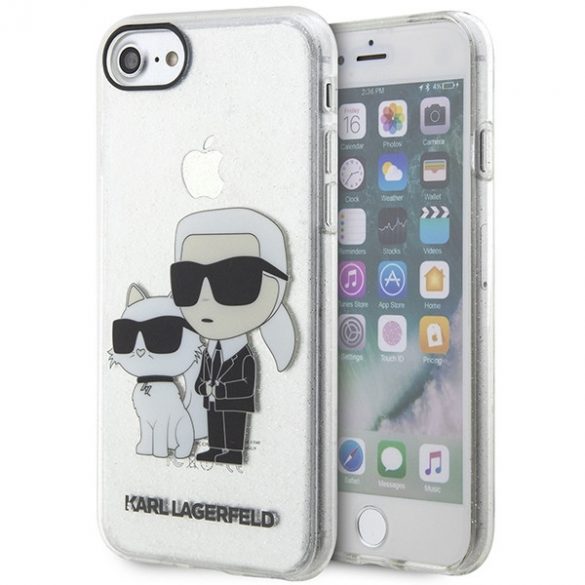 Karl Lagerfeld KLHCI8HNKCTGT iPhone 7/8/ SE 2020 / SE 2022 husă rigidă transparentă Gliter Karl&Chouppete