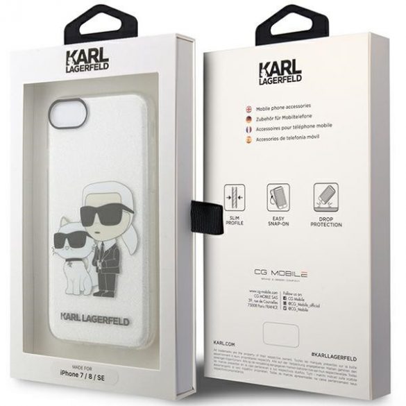 Karl Lagerfeld KLHCI8HNKCTGT iPhone 7/8/ SE 2020 / SE 2022 husă rigidă transparentă Gliter Karl&Chouppete