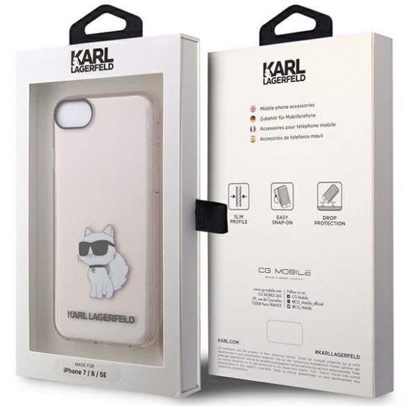 Karl Lagerfeld KLHCI8HNCHTCP iPhone 7/8/ SE 2020 / SE 2022 roz/roz hard Husă Ikonik Choupette