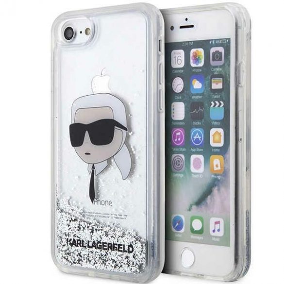 Karl Lagerfeld KLHCI8LNKHCH iPhone 7/8/ SE 2020 / SE 2022 husă rigidă srebrny/argintiu Glitter Karl Head