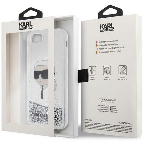 Karl Lagerfeld KLHCI8LNKHCH iPhone 7/8/ SE 2020 / SE 2022 husă rigidă srebrny/argintiu Glitter Karl Head