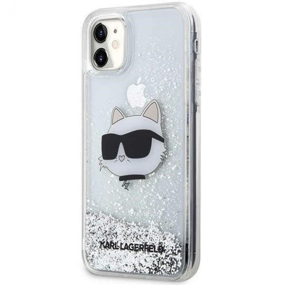 Karl Lagerfeld KLHCN61LNCHCS iPhone 11/ XR husă rigidă srebrny/argintiu Glitter Choupette Head