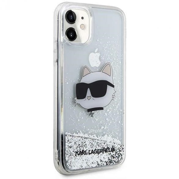 Karl Lagerfeld KLHCN61LNCHCS iPhone 11/ XR husă rigidă srebrny/argintiu Glitter Choupette Head