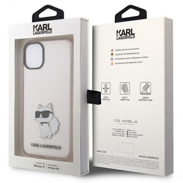 Karl Lagerfeld KLHCN61HNCHTCP iPhone 11 / Xr 6,1 roz/roz hard Husă Ikonik Choupette"