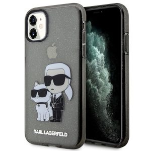 Karl Lagerfeld KLHCN61HNKCTGK iPhone 11 / Xr 6,1 negru/negru hard Husă Gliter Karl&Choupette"