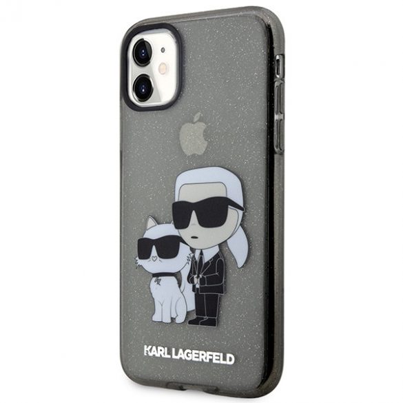 Karl Lagerfeld KLHCN61HNKCTGK iPhone 11 / Xr 6,1 negru/negru hard Husă Gliter Karl&Choupette"