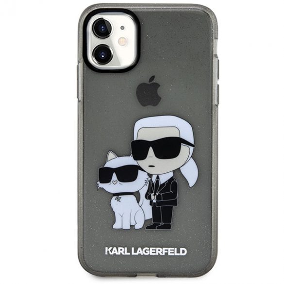 Karl Lagerfeld KLHCN61HNKCTGK iPhone 11 / Xr 6,1 negru/negru hard Husă Gliter Karl&Choupette"