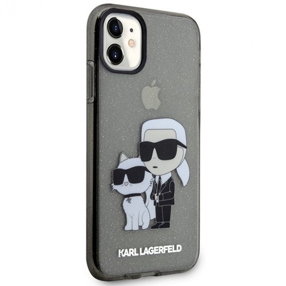 Karl Lagerfeld KLHCN61HNKCTGK iPhone 11 / Xr 6,1 negru/negru hard Husă Gliter Karl&Choupette"