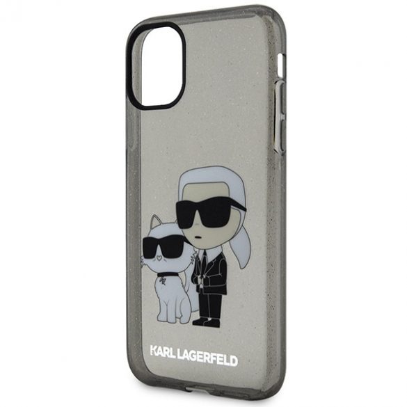 Karl Lagerfeld KLHCN61HNKCTGK iPhone 11 / Xr 6,1 negru/negru hard Husă Gliter Karl&Choupette"