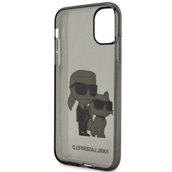 Karl Lagerfeld KLHCN61HNKCTGK iPhone 11 / Xr 6,1 negru/negru hard Husă Gliter Karl&Choupette"