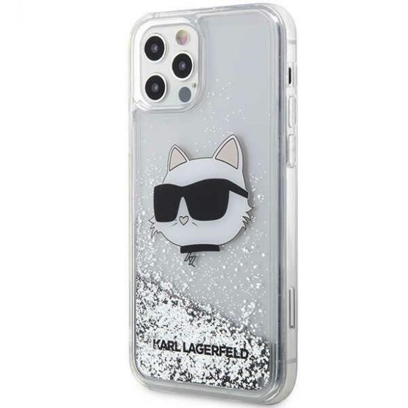 Karl Lagerfeld KLHCP12MLNCHCS iPhone 12/ 12 Pro 6,1 srebrny/silver hard Husă Glitter Choupette Head"