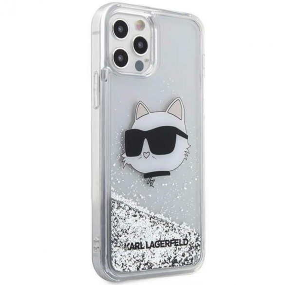 Karl Lagerfeld KLHCP12MLNCHCS iPhone 12/ 12 Pro 6,1 srebrny/silver hard Husă Glitter Choupette Head"